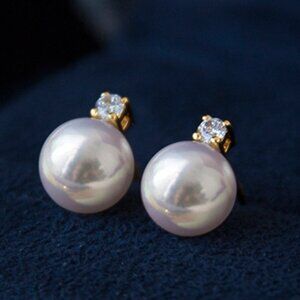 New S925 Sterling Silver Silver Needle Four Prong Set Solitaire Diamond Pearl Ea